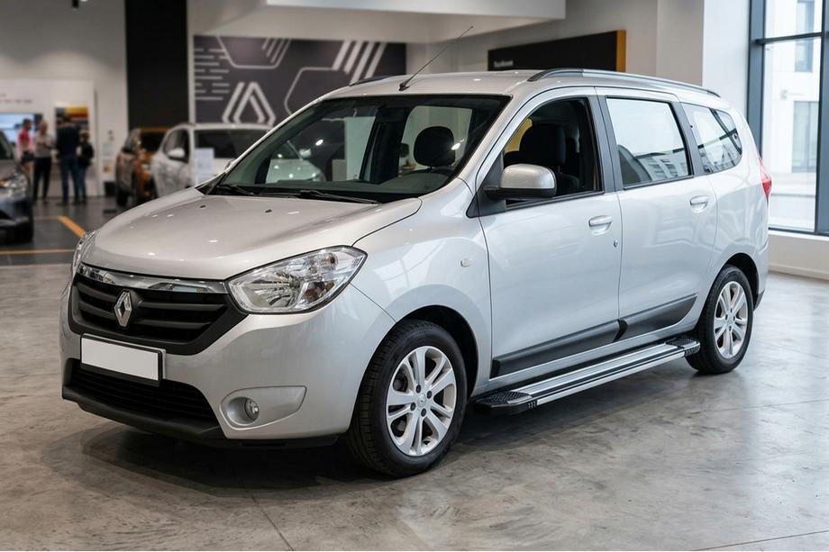 Dacia Lodgy 2012-2022 гг. Боковые Подножки Rainbow (2 шт., Алюминий) Image