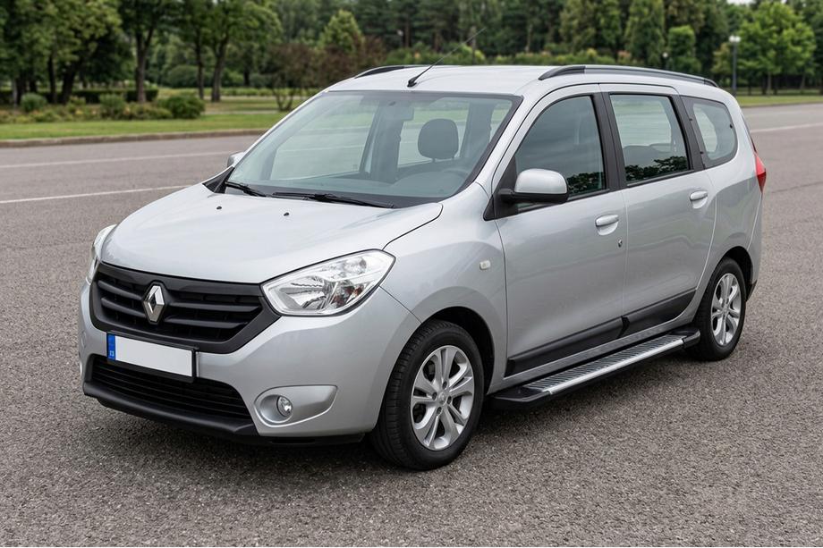 Renault Lodgy 2013-2022 гг. Боковые Подножки Line (2 шт., Алюминий) Image