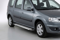 Dacia Logan MCV 2004-2014 гг. Боковые Подножки Line (2 шт., Алюминий) фото 1