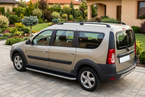 Dacia Logan MCV 2004-2014 гг. Боковые Подножки Tayga (2 шт., Алюминий) фото 3