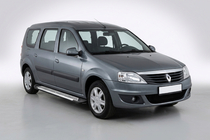 Renault Logan MCV 2005-2013 гг. Боковые Подножки Line (2 шт., Алюминий) фото 1