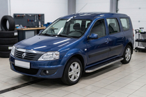 Renault Logan MCV 2005-2013 гг. Боковые Подножки Maydos V1 (2 шт., Алюминий и Нержавейка) фото 1