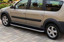 Renault Logan MCV 2005-2013 гг. Боковые Подножки Tayga Grey (2 шт., Алюминий) фото 3