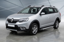 Renault Logan MCV 2013-2022 гг. Боковые Подножки Line (2 шт., Алюминий) фото 1