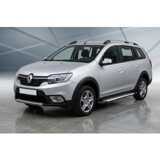 Боковые Подножки Line (2 шт., Алюминий) Renault Logan MCV 2013-2022 гг. фото 1