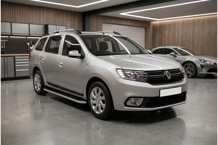 Renault Logan MCV 2013-2022 гг. Боковые Подножки Tayga Grey (2 шт., Алюминий) Image
