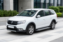 Renault Logan MCV 2013-2022 гг. Боковые Подножки Rainbow (2 шт., Алюминий) фото 1