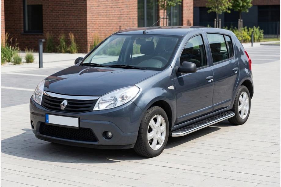 Dacia Sandero 2007-2013 гг. Боковые Подножки Maydos V1 (2 шт., Алюминий и Нержавейка) Image