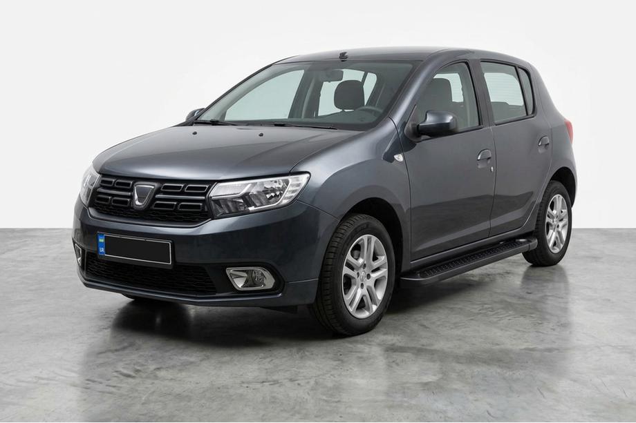 Renault Sandero 2013-2022 гг. Боковые Подножки Allmond Black (2 шт., Алюминий) Image