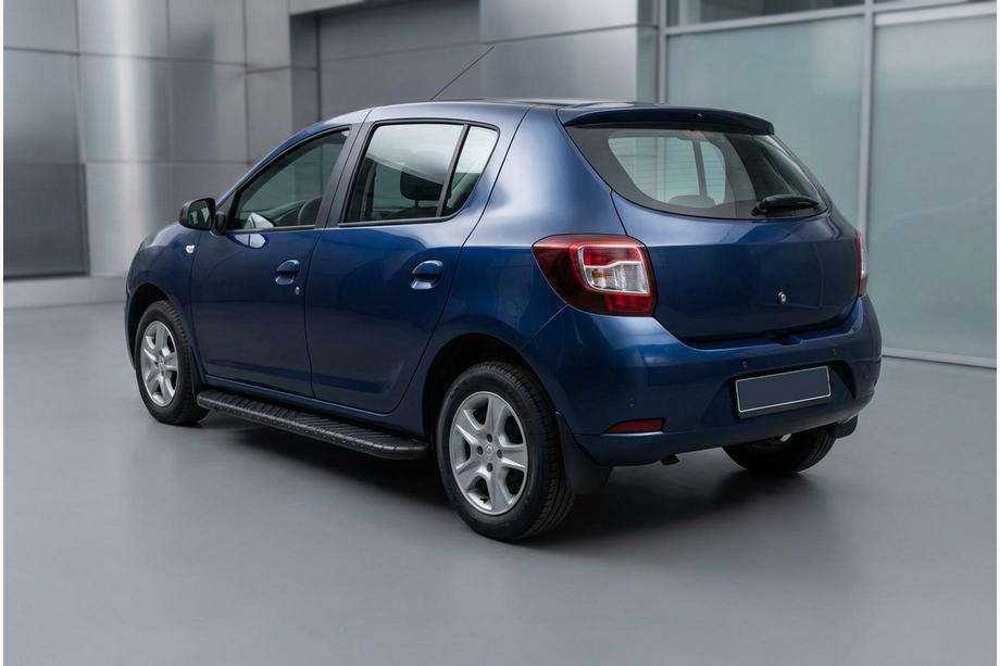 Renault Sandero 2013-2022 гг. Боковые пороги Bosphorus Black (2 шт., алюминий) Image
