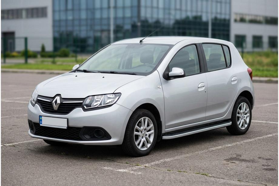 Renault Sandero 2013-2022 гг. Боковые Подножки Tayga Grey (2 шт., Алюминий) Image