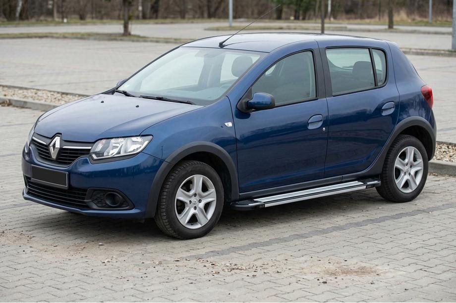 Renault Sandero 2013-2022 гг. Боковые Подножки Rainbow (2 шт., Алюминий) Image
