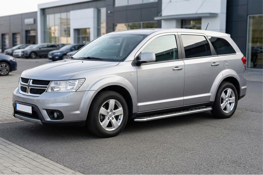 Dodge Journey 2008-2020 гг. Боковые Подножки Maydos V1 (2 шт., Алюминий и Нержавейка) Image