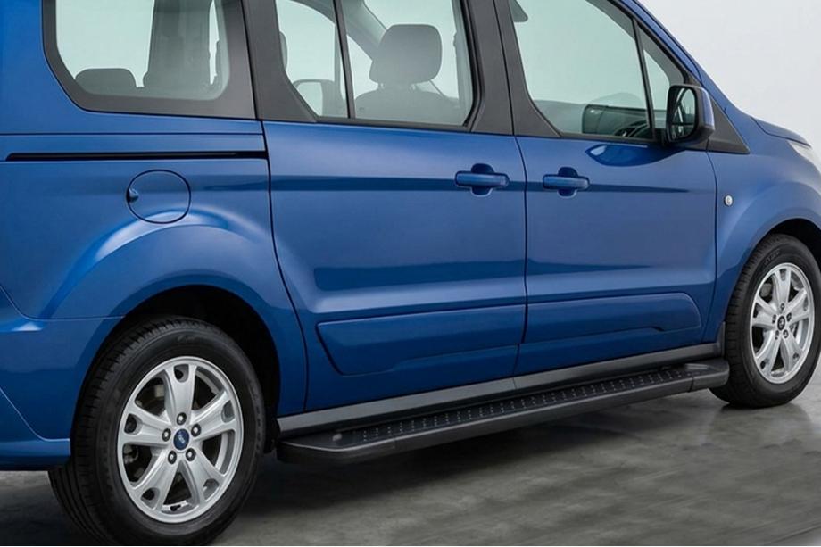 Ford Connect 2014-2021 гг. Боковые Подножки Allmond Black (2 шт., Алюминий) Image