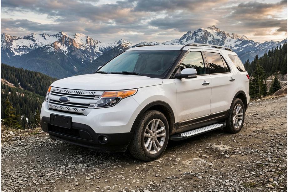 Ford Explorer 2011-2019 гг. Боковые Подножки Allmond Grey (2 шт., Алюминий) Image