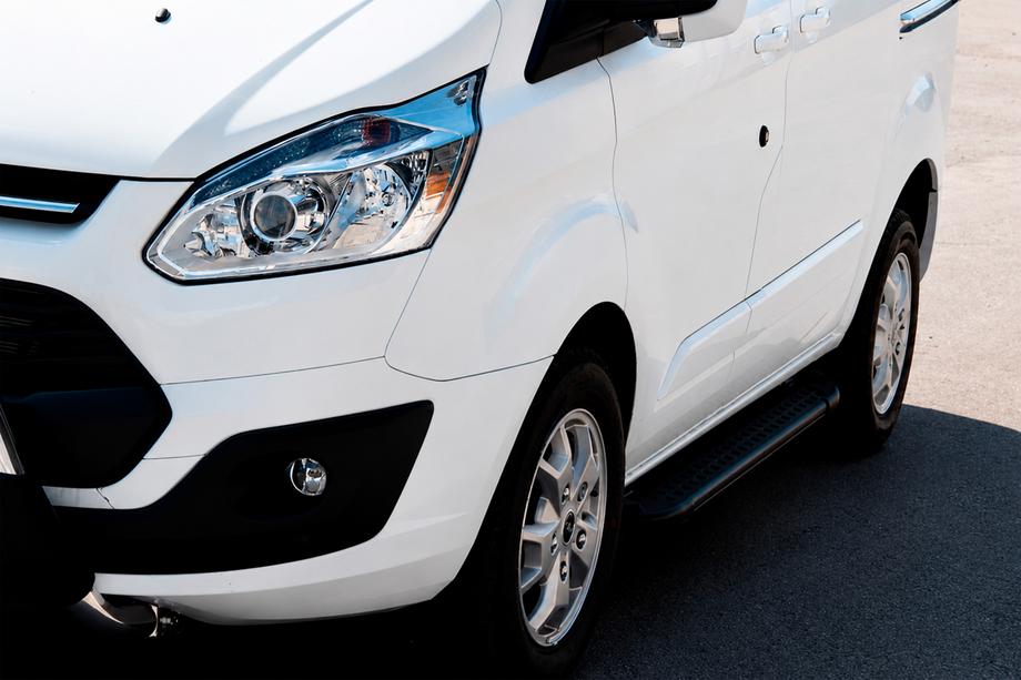 Ford Custom 2013-2022 гг. Боковые Подножки Allmond Black (2 шт., Алюминий) Image