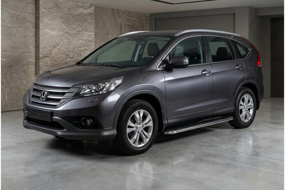 Honda CRV 2012-2016 гг. Боковые Подножки Maydos V1 (2 шт., Алюминий и Нержавейка) Image