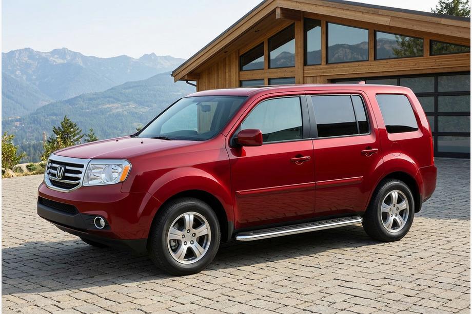 Honda Pilot 2008-2015 гг. Боковые Подножки Maydos V1 (2 шт., Алюминий и Нержавейка) Image