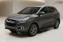 Hyundai IX-35 2010-2015 гг. Боковые Подножки Allmond Black (2 шт., Алюминий) фото 1