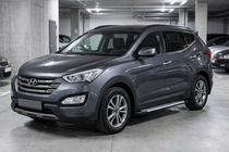 Hyundai Santa Fe 3 2012-2018 гг. Боковые Подножки Line (2 шт., Алюминий) фото 1