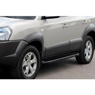 Боковые Подножки Allmond Black (2 шт., Алюминий) Hyundai Tucson JM 2004- гг. фото 1