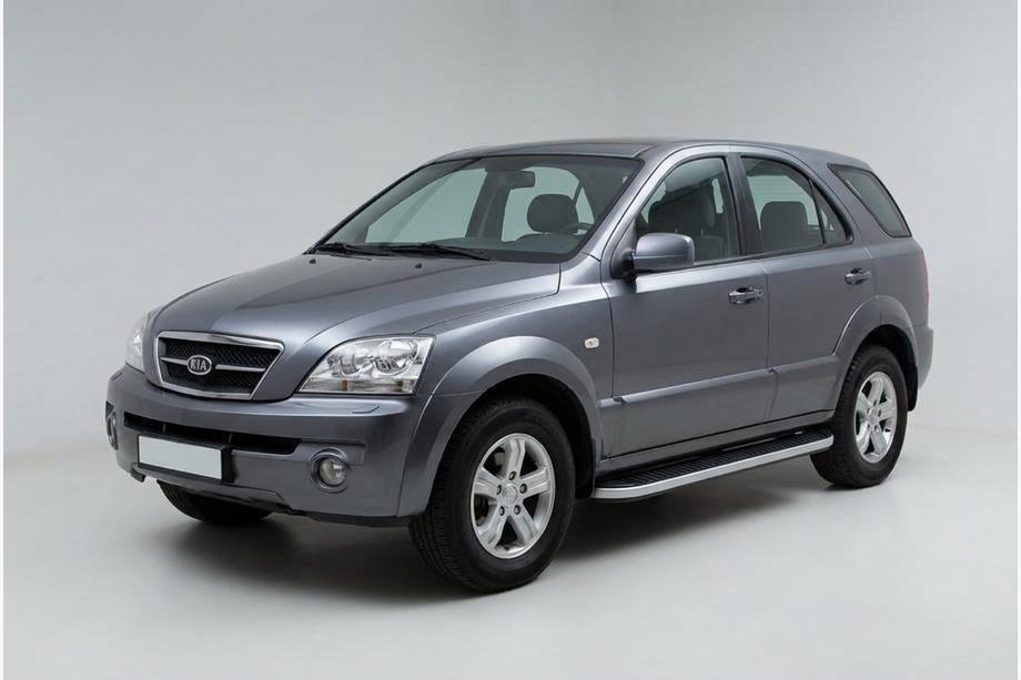 Kia Sorento I BL 2002-2009 гг. Боковые Подножки Tayga Grey (2 шт., Алюминий) Image