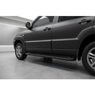 Боковые Подножки Allmond Black (2 шт., Алюминий) Kia Sportage 2004-2010 гг. фото 1