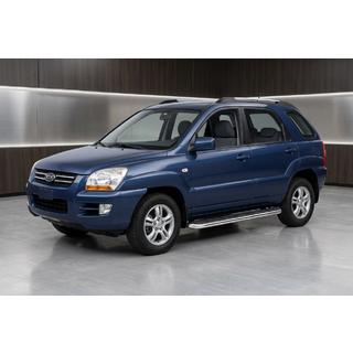 Боковые Подножки Maydos V1 (2 шт., Алюминий и Нержавейка) Kia Sportage 2004-2010 гг. фото 1