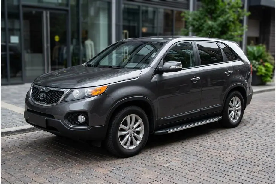 Kia Sorento II XM 2009-2014 гг. Боковые Подножки Duru (2 шт., Алюминий) Image