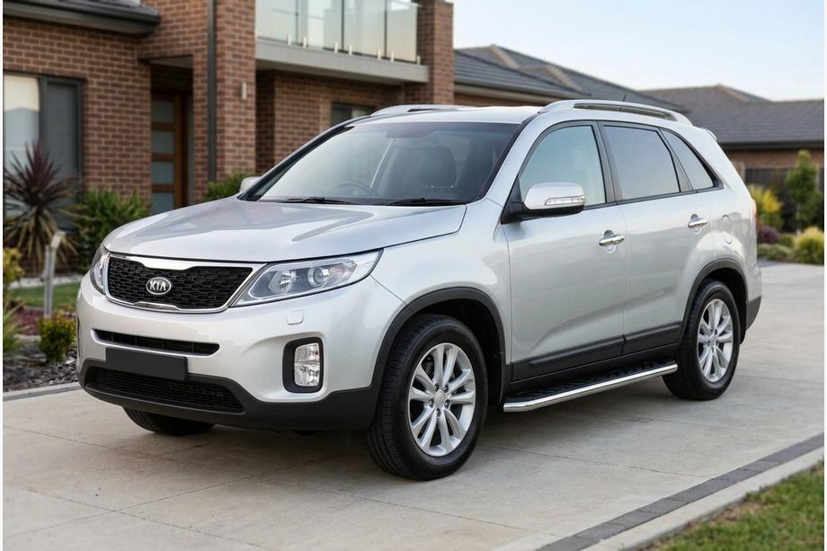 Kia Sorento II XM 2009-2014 гг. Боковые Подножки Maydos V1 (2 шт., Алюминий и Нержавейка) Image