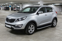 Kia Sportage 2010-2015 гг. Боковые Подножки Tayga Grey (2 шт., Алюминий) фото 1