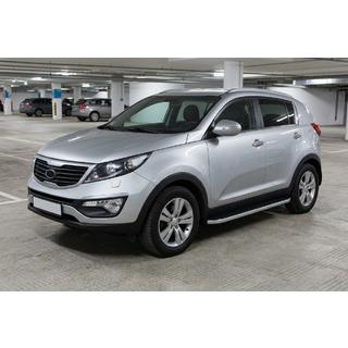 Боковые Подножки Tayga Grey (2 шт., Алюминий) Kia Sportage 2010-2015 гг. фото 1