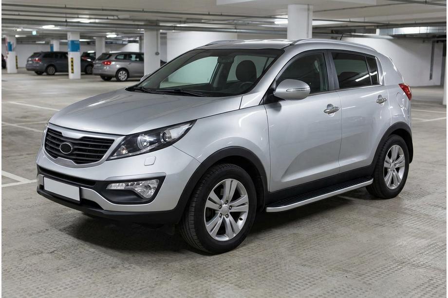 Kia Sportage 2010-2015 гг. Боковые Подножки Tayga Grey (2 шт., Алюминий) Image