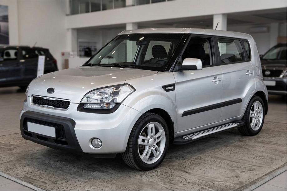 Kia Soul I 2008-2013 гг. Боковые Подножки Line (2 шт., Алюминий) Image