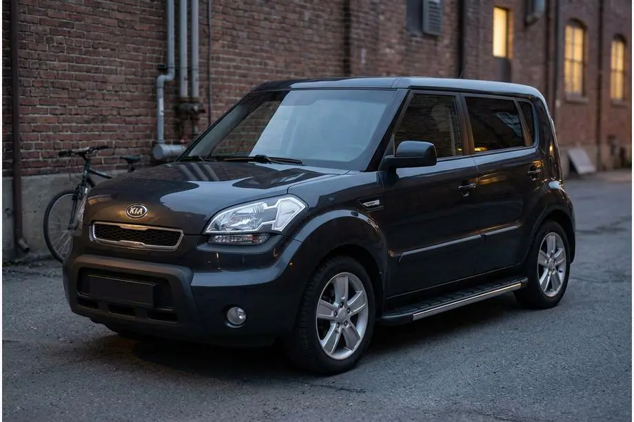 Kia Soul I 2008-2013 гг. Боковые Подножки Duru (2 шт., Алюминий) Image