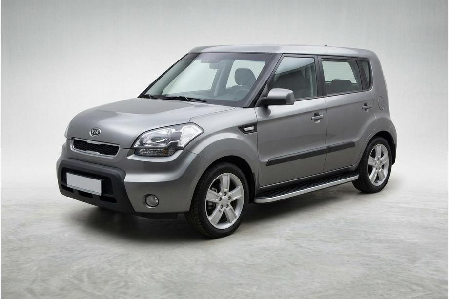 Kia Soul I 2008-2013 гг. Боковые Подножки Tayga Grey (2 шт., Алюминий) Image