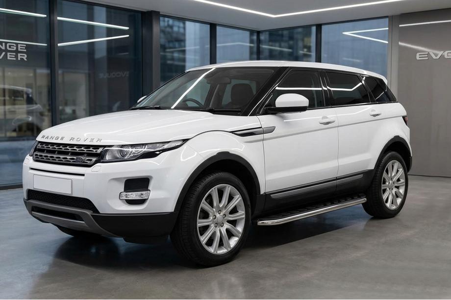 Range Rover Evoque 2012-2018 гг. Боковые Подножки Maydos V1 (2 шт., Алюминий и Нержавейка) Image