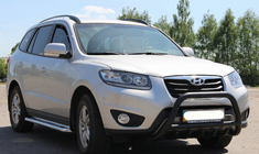 Hyundai Santa Fe 2 2006-2012 гг. Кенгурятник WT003 Черный (Нержавеющая сталь) фото 5