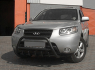 Hyundai Santa Fe 2 2006-2012 гг. Кенгурятник WT003 Черный (Нержавеющая сталь) фото 3