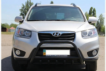 Hyundai Santa Fe 2 2006-2012 гг. Кенгурятник WT003 Черный (Нержавеющая сталь) фото 1