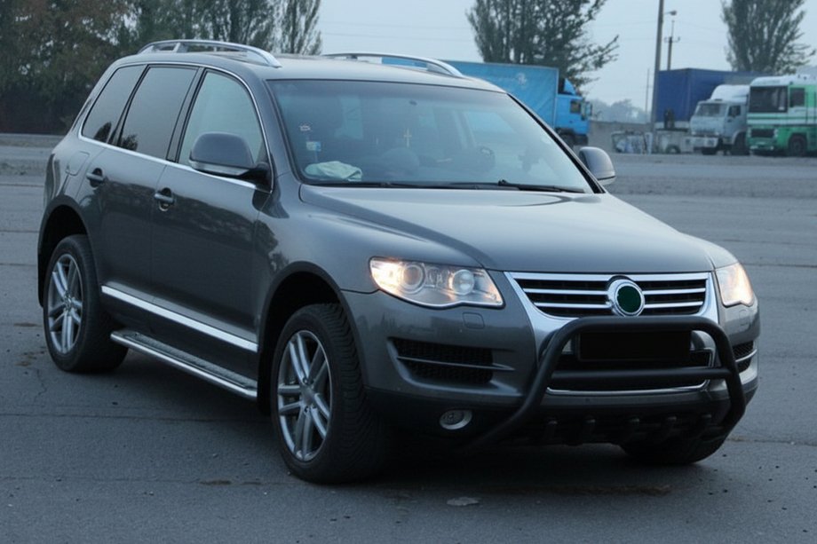 Volkswagen Touareg 2002–2010 гг. Кенгурятник WT003 Black Special (нержавеющая сталь) Фото 3