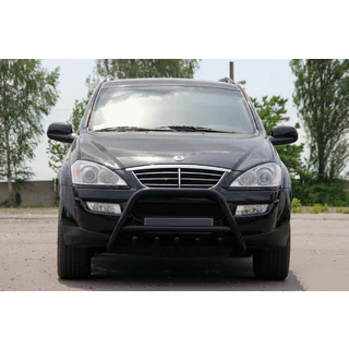 Кенгурятник WT003 Черный Нержавейка SsangYong Kyron 2005-2014 гг. фото 2