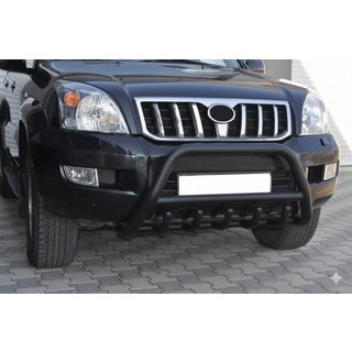 Низкий кенгурятник WT003 Черный (нержавейка) Toyota Land Cruiser Prado 120 2002-2009 гг. фото 3