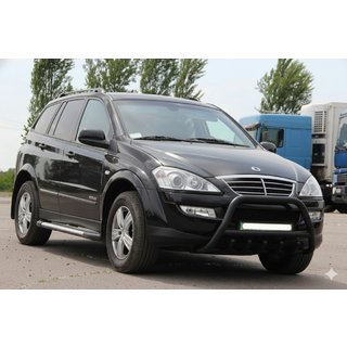 Кенгурятник WT003 Черный Нержавейка SsangYong Action 2005-2018 гг. фото 1