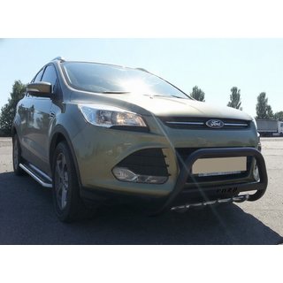 Кенгурятник WT004 Черный (Нержавейка) Ford Kuga/Escape 2013-2019 гг. фото 1