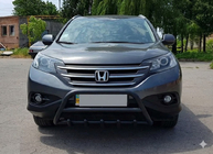 Honda CRV 2012-2016 гг. Передняя защита WT003 Черная (Нержавейка) фото 1
