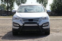 Hyundai Santa Fe 3 2012-2018 гг. Передняя дуга WT003 Черная (нерж. сталь) фото 3