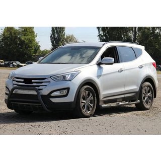 Передняя дуга WT003 Черная (нерж. сталь) Hyundai Santa Fe 3 2012-2018 гг. фото 1