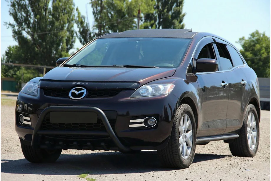 Mazda CX-7 2006-2012 гг. Передняя защита WT003 Черная (Нержавейка) Image