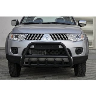 Передняя защита WT003 Черная (Нержавейка) Mitsubishi Pajero Sport 2008-2015 гг. фото 3